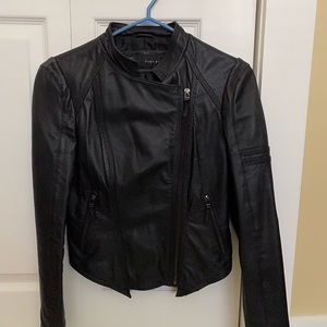 Zara black leather jacket size small